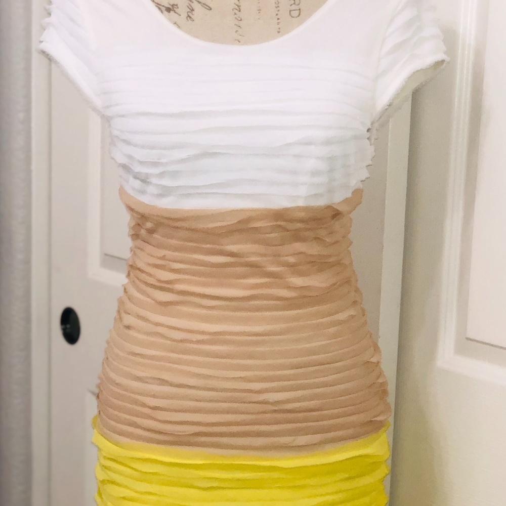 BEBE Peyton Striped Tri-Color DRESS